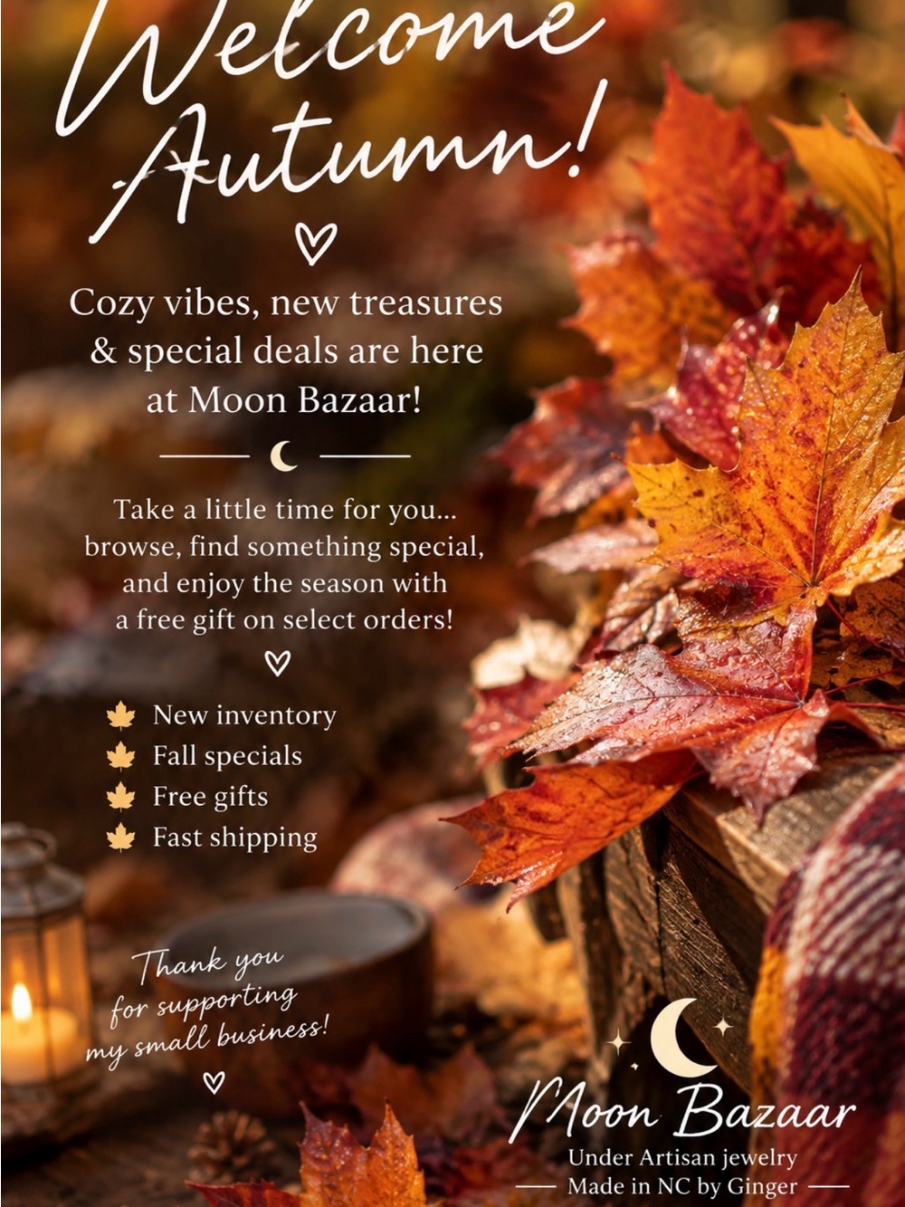 Autumn Leaves Seasonal Print - Orange & Red Fall Décor